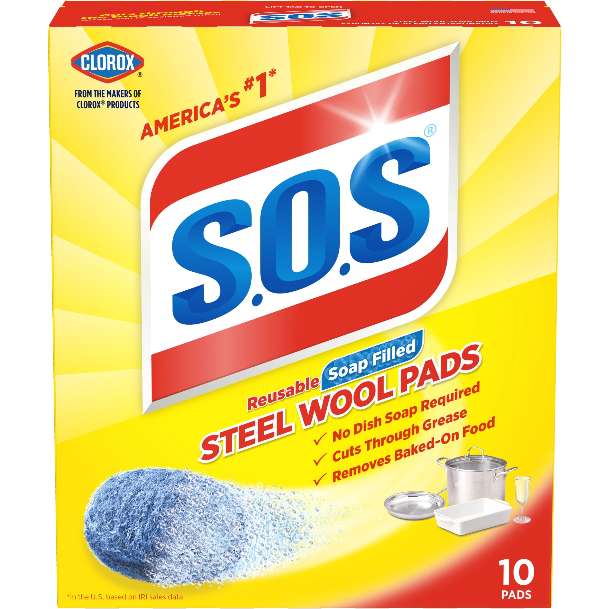 NEW S.O.S Clean and Toss Steel Wool Soap Pads 15 Count Pack of 6 FREE SHIPPING 
