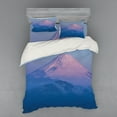 thumbnail image 1 of Mountain Duvet Cover Set, Japan Mountain Winter Season Picturesque Hakone Viewpoint Foggy in Dusk Photo, Bedding Set with Shams and Fitted Sheet, 3 Sizes, by Ambesonne, 1 of 3