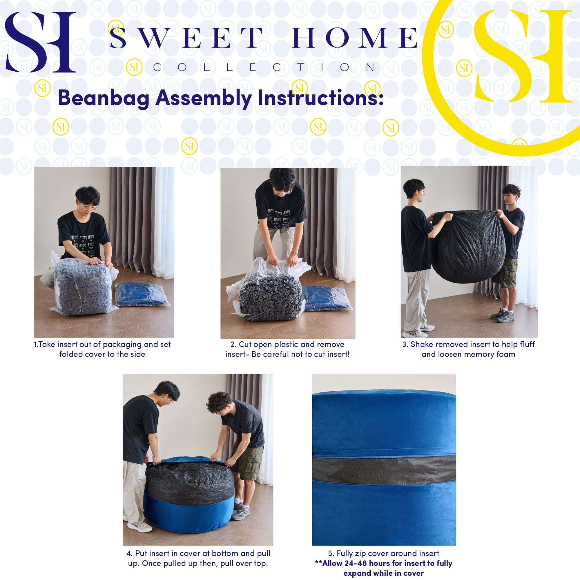 3FT Bean Bag Chair, Adults Foam Round Big Sofa Bean Bag for All Ages, Removable Velvet Cover, Charcoal