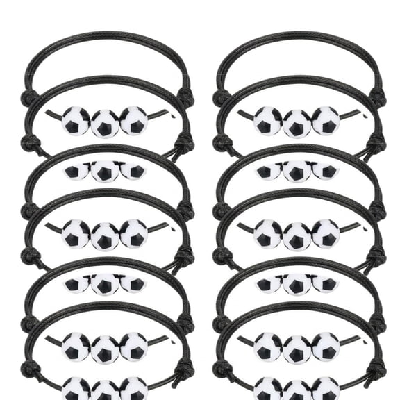 StlyGar 12Pcs Soccer Charm Bracelets Soccer Party Favors Soccer Beads Adjustable Wristband Inspirational Sports Ball Bracelet for Men Women Teens