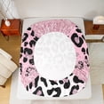 thumbnail image 5 of Manfei Leopard Print 4 Pieces Queen Sheet Sets,Sequin Print Ultra Soft Flat Sheet,Black Teal Queen Fitted Sheet,Breathable Abstract Room Decor, 5 of 7