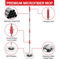 thumbnail image 4 of 360 Spin Mop and Bucket with Wringer Set, Mop and Bucket Set with 3 Microfiber Mop Refills Wet and Dry Suitable for Office and Home Use, Red, 4 of 8