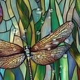 thumbnail image 7 of Purple Floral Dragonfly Shower Curtain Stained Glass Artistic Iris Green Leaves Abstract Plant Spring Summer Botanical Bath Curtain Bathroom Decor with Hooks-72"W x 96"L (Pack of 1), 7 of 7