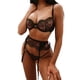 thumbnail image 5 of Traje de ropa interior sexy Traje de encaje bordado con cuello en V Traje sexy para mujer, M 3pcs / set Yuarrent XX000120-02, 5 of 7