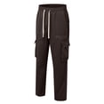thumbnail image 4 of YUELONGHU Adult Men Casual Pants Work Pants for Men Spring Autumn Male Minimalist Solid Color Zipper Pocket Cargo Pants, 4 of 5