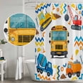 thumbnail image 5 of Small Stall Shower Curtain 36x72 Inch Narrow Half Size Cartoon Truck Bath Curtains Bathroom Decor, Cute Funny Engineering Vehicle Waterproof Fabric Shower Curtain Set with Hooks 36 Inch, 5 of 7