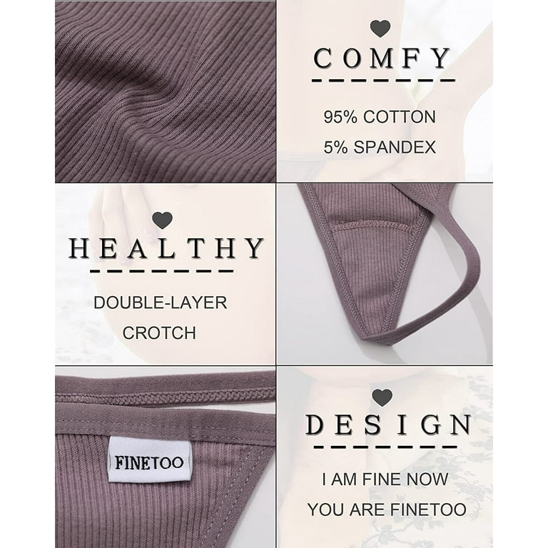 FINETOO 10 Pack G-String Thongs for Women Cotton Algeria