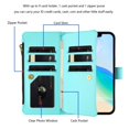 thumbnail image 3 of For iPhone 17e / 16e Wallet Phone Case-PU Leather Magnetic Flip Cover with 9 Credit Card Slots,Zipper Pocket & Detachable Wrist Strap,Shockproof,Mint Green,For iPhone 17e / 16e, 3 of 7