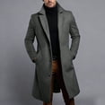 thumbnail image 5 of Purcolt Men's Mid Length Pea Coat with Notched Lapel, Single Breasted Button Front and Side Pockets, Tailored Long Sleeve Fall Winter Overcoat for Fall Winter Layering, 5 of 6