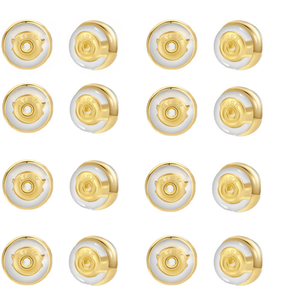 16Pcs Gold Earring Backs for Studs, Comfortable Silicone Earring Backs for Droopy Ears, Locking Secure Hypoallergenic Earring Backs Replacements for Men and Women