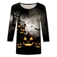 thumbnail image 5 of Nmnitkp Womens Tops 3/4 Length Sleeves T-Shirts Ghost Print Halloween Shirts Loose Fit Crew Neck Shirt Workout Blouses & Breathable and Skin Friendly Going Out Tops for Women, 5 of 5