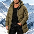 thumbnail image 2 of Big & Tall Men's Thicken Warm Insulated Snow Coat Windproof Fleece Lined Winter Parka Hooded Puffer Jacket with pockets for Outdoor Travel, Khaki, 4XL, 2 of 10