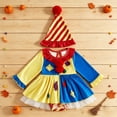 thumbnail image 5 of Baby Girls Boys Clown Outfit Pom Jester Romper Long Sleeve Holiday Party Cute Playsuit with Hat Onesis Cosplay Outfits Yellow 1-3 Months, 5 of 6