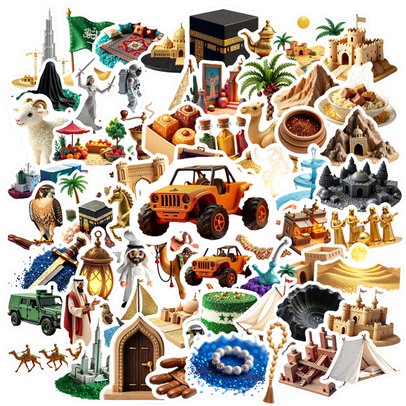 Realistic Arabian Culture Stickers, Waterproof Arabian Culture Sticker for Water Bottle Laptop Phone Cases Planner Skateboard Luggage Helmet Party Favor Decor, Ideal for Adults Teens Teacher Rewards
