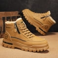 thumbnail image 2 of Men'S Vintage-Style Fleece-Lined Snow Boots - Yellow High-Top Lace-Up with Rugged Tread, Faux Upper & Cushioned EVA Insole for Winter Outdoor & Casual Wear, Winter Footwear, Solid Color Design, 2 of 9