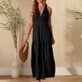 thumbnail image 3 of YABCSAZ Women's Maxi Dress Summer Casual Floral Printed Sleeveless Sundress V Neck Wrap Vacation Cocktail Long Dresses with Pockets, 3 of 7