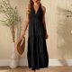 thumbnail image 2 of Pantalones de Vestido Casual para las Mujeres Estilo sin Mangas Sólido V Cuello Vendaje Vestido Largo, Camisas de Vestido Casual para las Mujeres Inspirado Bodycon Maxi de Verano, 2 of 6