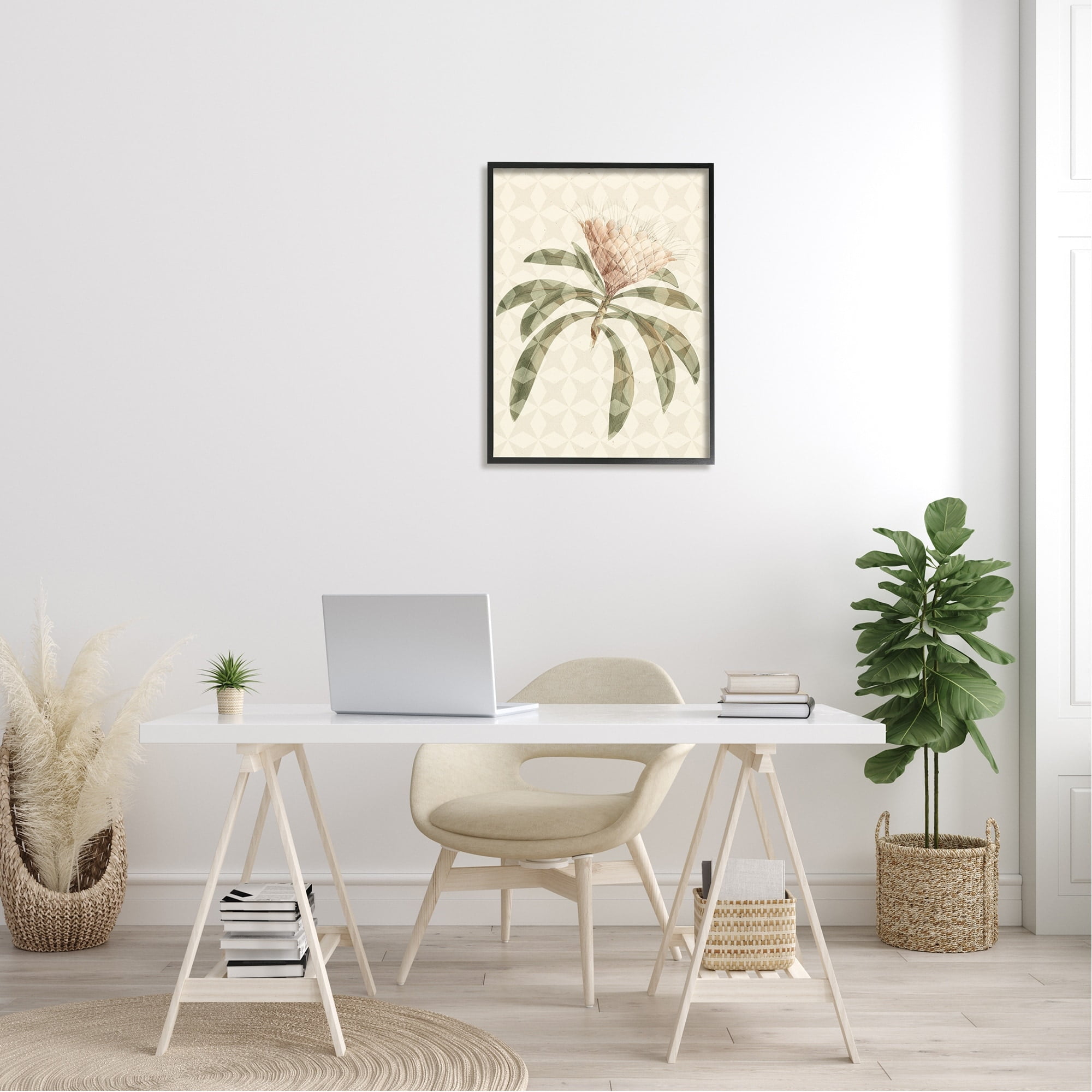 Stupell Industries Natural Geometric Patterned Plant Green Leaves Blossom Framed Wall Art, 24 x 30, Design by Lil' Rue