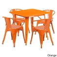 thumbnail image 5 of Offex  31.5" Home Indoor Square Metal Cafe Table Set With 4 Arm Chairs Blue N/A, 5 of 5