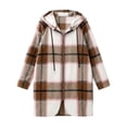 thumbnail image 5 of Aswuknt Women's Long Plaid Hooded Jacket Zip Up Casual Mid Length Outerwear for Fall Winter Daily Outdoor Wear, 5 of 8