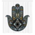 thumbnail image 2 of Ambesonne Hamsa Shower Curtain, Vintage Eye Pattern Oriental, 69"Wx75"L, Pale Turquoise, 2 of 4