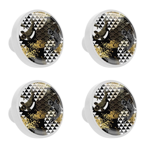 4 Pcs Koi Fish Knobs for Kitchen Cabinet Cupboard Dresser Bookcase Drawer Pulls Handles Round Home Decor