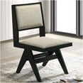 thumbnail image 3 of Modern 5-Piece Black Dining Set with Rubberwood Table and Upholstered Chairs for Contemporary Dining Room, 3 of 7