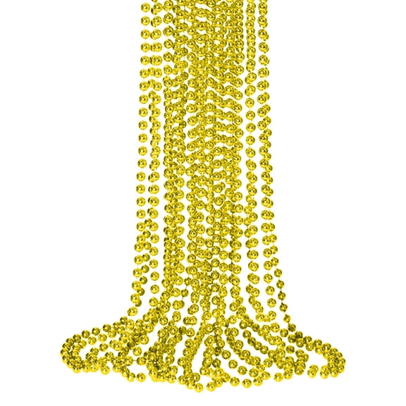BESTSKY Festival Party Bead Necklace Assortment Pack 10pcs Mardi Gras Throw Accessories Decor, Gold