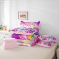 thumbnail image 5 of Manfei Magical Cat Animal Twin Bedding Sets 7-Piece for Teen, Princess Castle Bedding Comforter Set, Rainbow Floral Butterfly Reversible Sheet Sets, Luxury Bedroom Decor, 5 of 7
