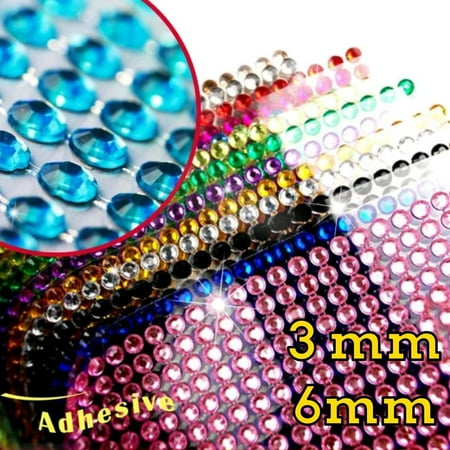 - 1040pcs 6mm Sheet Crystal RHINESTONES Self Adhesive Gem Bling Diamond Stick On..