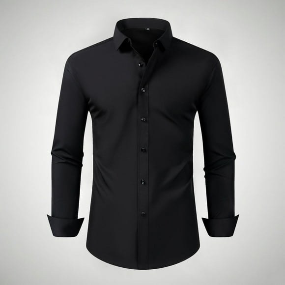 Mens Shirts Button Down Mens Slim Fit Dress Shirts Long Sleeve Long Sleeve Shirts Collared Shirt for Men, Black, S