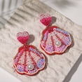 thumbnail image 4 of Bohemian Starfish Lobster Conch Seed Bead Drop Earrings for Women Handmade Ocean Animal Earrings Summer Beach Jewelry, 4 of 7