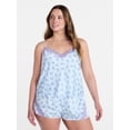 thumbnail image 2 of Joyspun Women's Lace Trim Stretch Satin Cami and Shorts Set, 2-Piece, Sizes XS-3X, 2 of 6