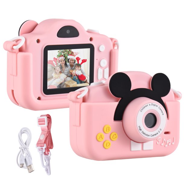 Cámara Videocámara Irfora Mini cámara digital de dibujos animados para niños Cámara de video digital 1080P para niños Lente dual Pantalla IPS de 2.0 pulgadas Zoom 4X Batería incorporada Lindos marc Irfora Videocámara