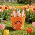 thumbnail image 4 of Qiopertar Easter Bunny Candy Bucket, Non Woven Easter Basket for Egg Hunts, Easter Decorations Bunny Tote Bag for Candy Storage Gift Basket Party Favors, Orange, 4 of 6