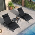 thumbnail image 3 of PURPLE LEAF Patio Oversize Chaise Lounge Chair Set with 2 Side Table Outdoor Pool Adjustable Recliner Chairs for Outdoor Beach Poolside Sunbathing Tanning Lounger，Black, 3 of 9