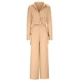 thumbnail image 4 of SELONE Two Piece Outfits Summer Pants Set Lounge Sets for Women Fashion Solid V-Neck High Waist Casual Long SLeeve Top+ Pant Set 31-Khaki S, 4 of 6