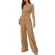 thumbnail image 1 of Conjuntos de Dos Piezas para Mujer: Camiseta Asimétrica de Larga, Pantalones Anchos y Chándal Informal. Caqui XS, 1 of 8