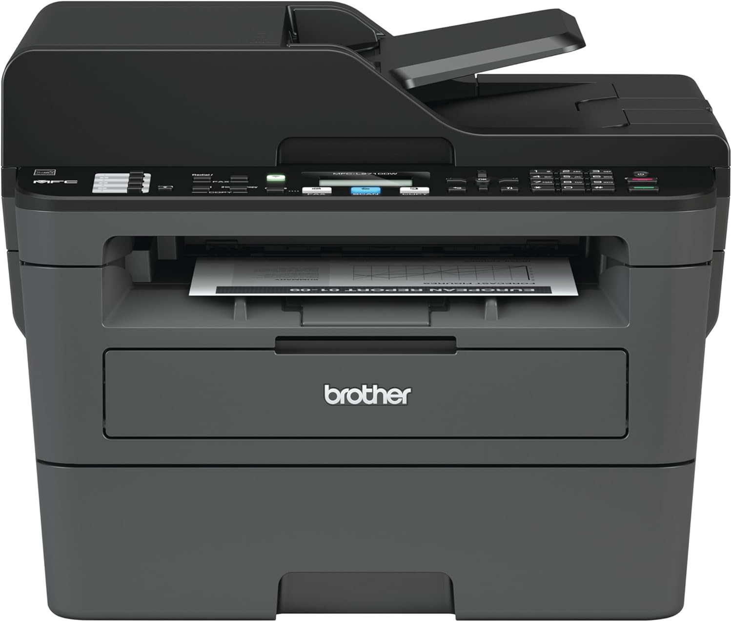 Brother MFC-L2710DW Monochrome Laser All-in-One Printer, Duplex Printing, Wireless Connectivity (Sold without manufacturer warranty)