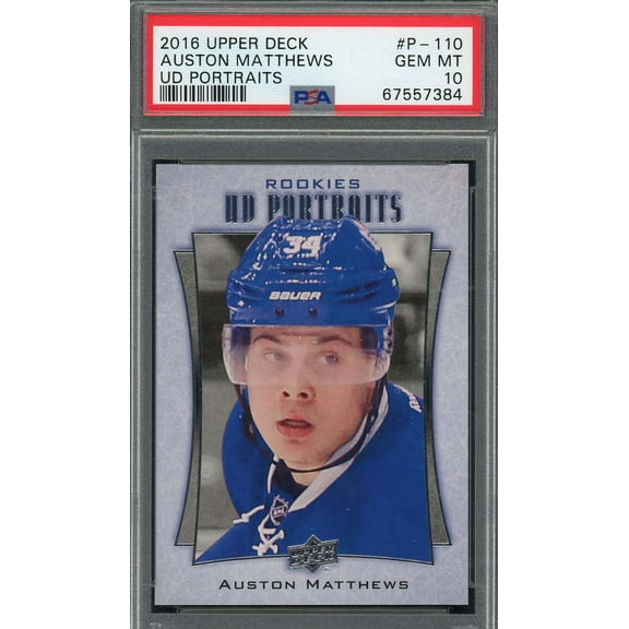 Auston Matthews 2016 Upper Deck Portraits Rookie Card #P-110 Graded PSA 10