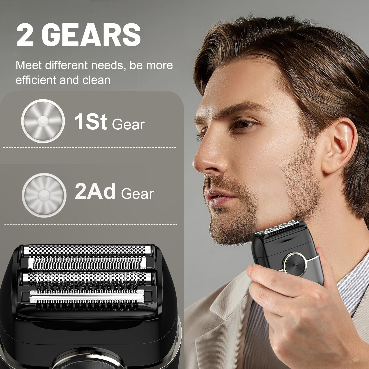 Nogroa Electric Razor for Men, 4 Blades Floating Head Foil Shaver, IPX7 Waterproof Wet/Dry Beard Trimmer, Portable Mini Electric Shaver for Travel with USB Type-C Charging