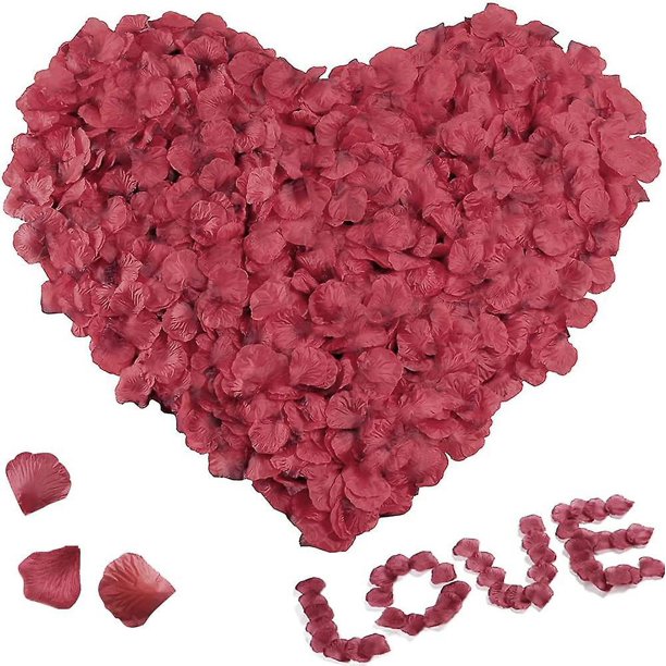 Baicccf 2000 Piezas Pétalos De Rosa De Seda De Color Rojo Vino Pétalos De Seda, Decoración De Fiesta De Bodas para Una Noche Romántica Día De San Valentín
