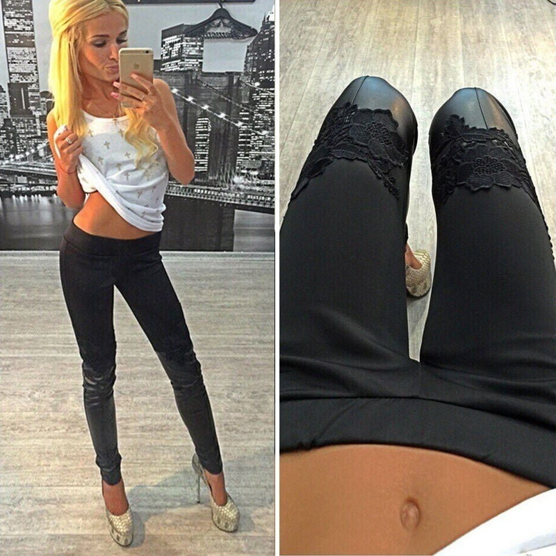 leather look womens trousers