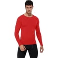 thumbnail image 2 of Active Men's Long Sleeve Compression Shirt with Crew Neck and Stretch Performance Fit - Large, Red, 2 of 6