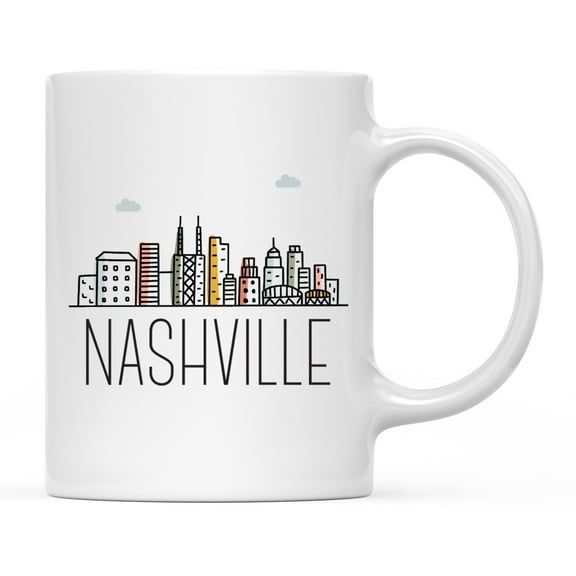 Koyal Wholesale Colorful City Skyline Graphic Ceramic Coffee Mug, Nashville