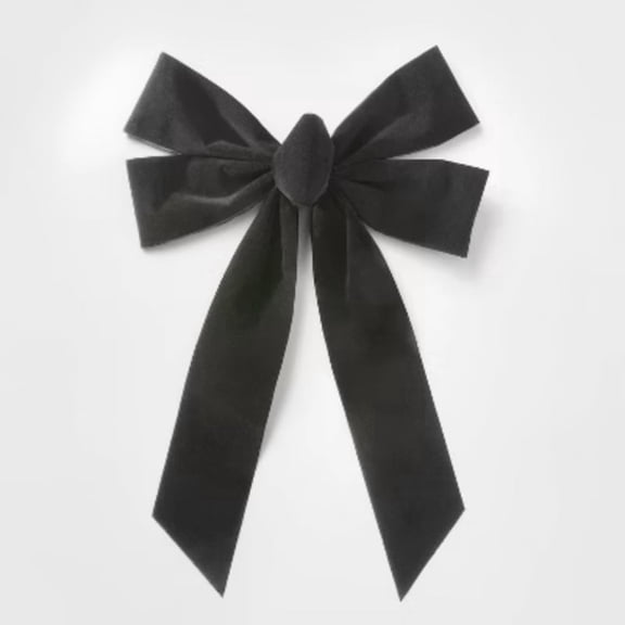 11" Velvet Christmas Bow Black - Wondershop: Decorative Accessory