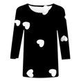 thumbnail image 4 of SDNall Mode Femmes T-shirt Imprimé Mi-Longueur Manches 3/4 Blouse Col Rond Hauts Décontractés, 4 of 9