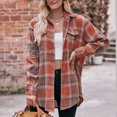 thumbnail image 2 of Towmus Womens Flannel Plaid Shirts Oversized Lightweight Long Sleeve Lapel Buffalo Plaid Button Down Shirt Blouse Tops, 2 of 7