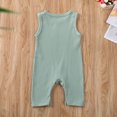 thumbnail image 4 of Infant Solid Color Romper, Sleeveless Round Collar Ribbed Cloth One-piece, 4 of 8