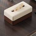 thumbnail image 4 of Caja de pañuelos con costuras de cuero creativas, dispensador de servilletas faciales de lujo for sala de estar, decoración de escritorio, 4 of 5